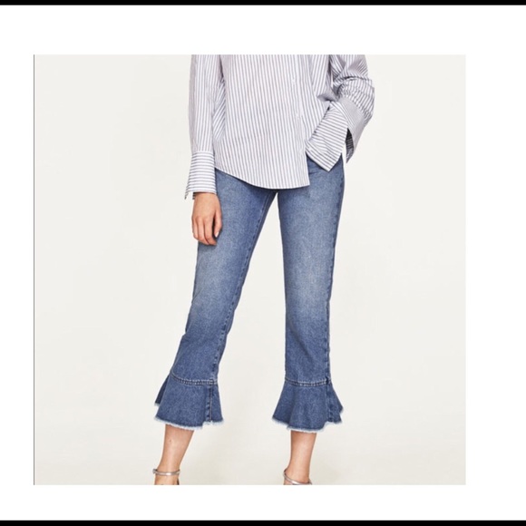 jeans with ruffle hem